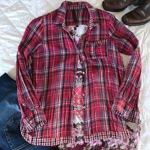 Aratta button down flannel with sheer back